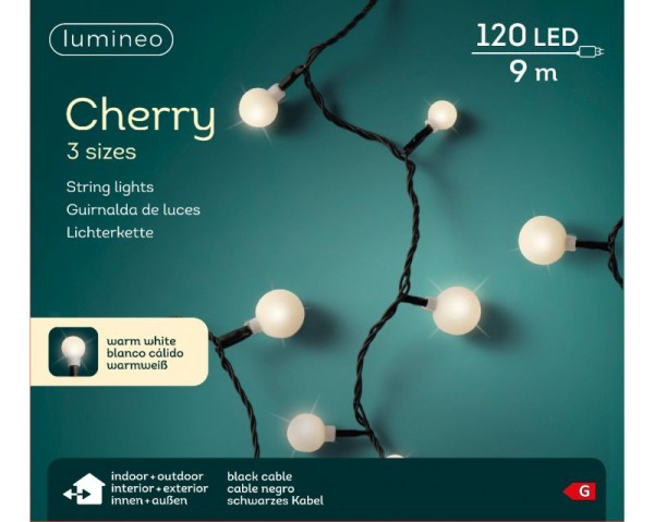 Lumineo LED Kirschlichterk. schw./weiß 9m-120L