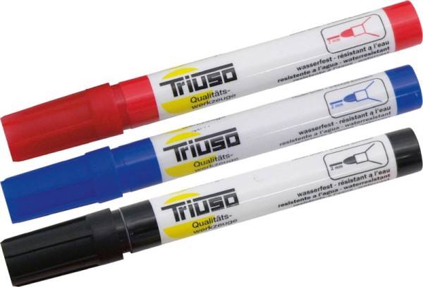TRIUSO Permanent-Marker rot/blau/schwarz 3er-Set