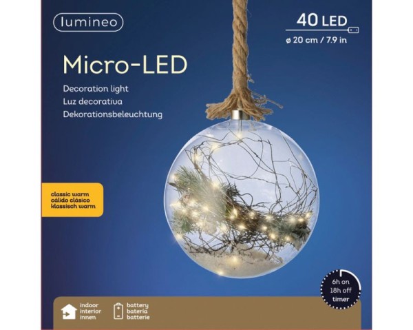 Lumineo Micro LED Kugel/Seil weiß