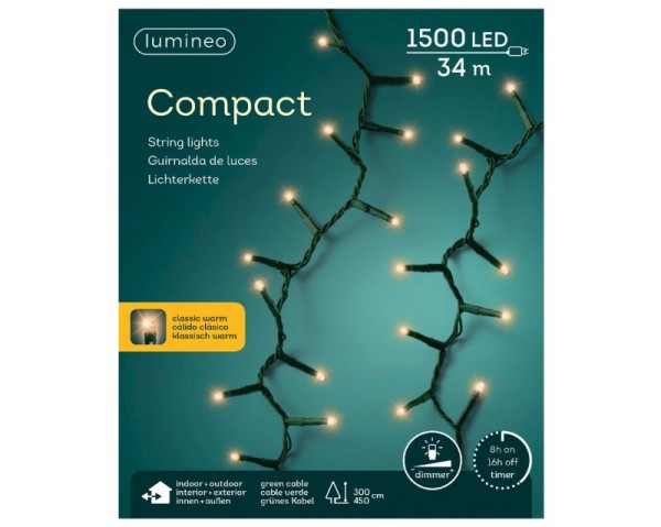 Lumineo LED Lichterkette Compact grün/kl.warm