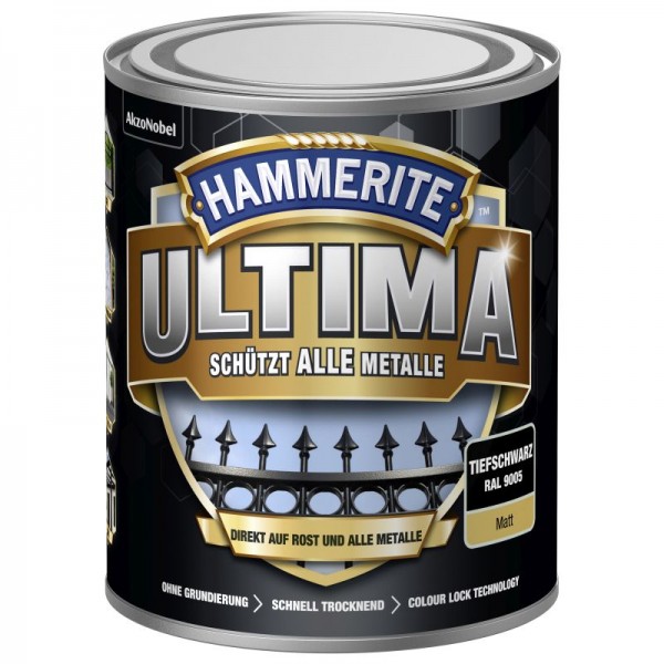 Hammerite Metall Schutzlack Ultima Schwarz 0,75l