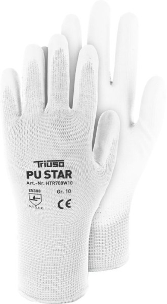 TRIUSO Handschuhe Polyester PU-besch. weiß 11
