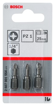 Bosch Schrauberbits Extra-Hart PZ 1x25 mm (3 Stück)