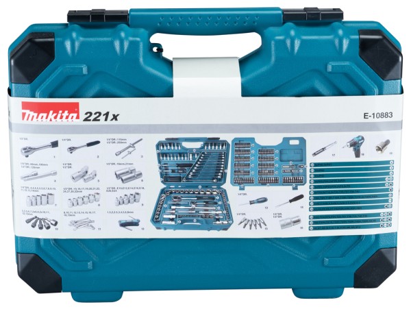 Makita Werkzeug Set E-10883 Werkzeugkoffer 221-teilig